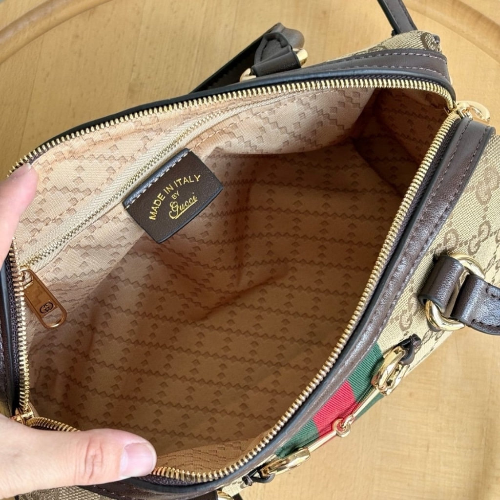 Gucci Borsetto Medium Boston Bag GG Canvas Sand And Brown 28Cm 866732 FAFV9 9653 - Image 4