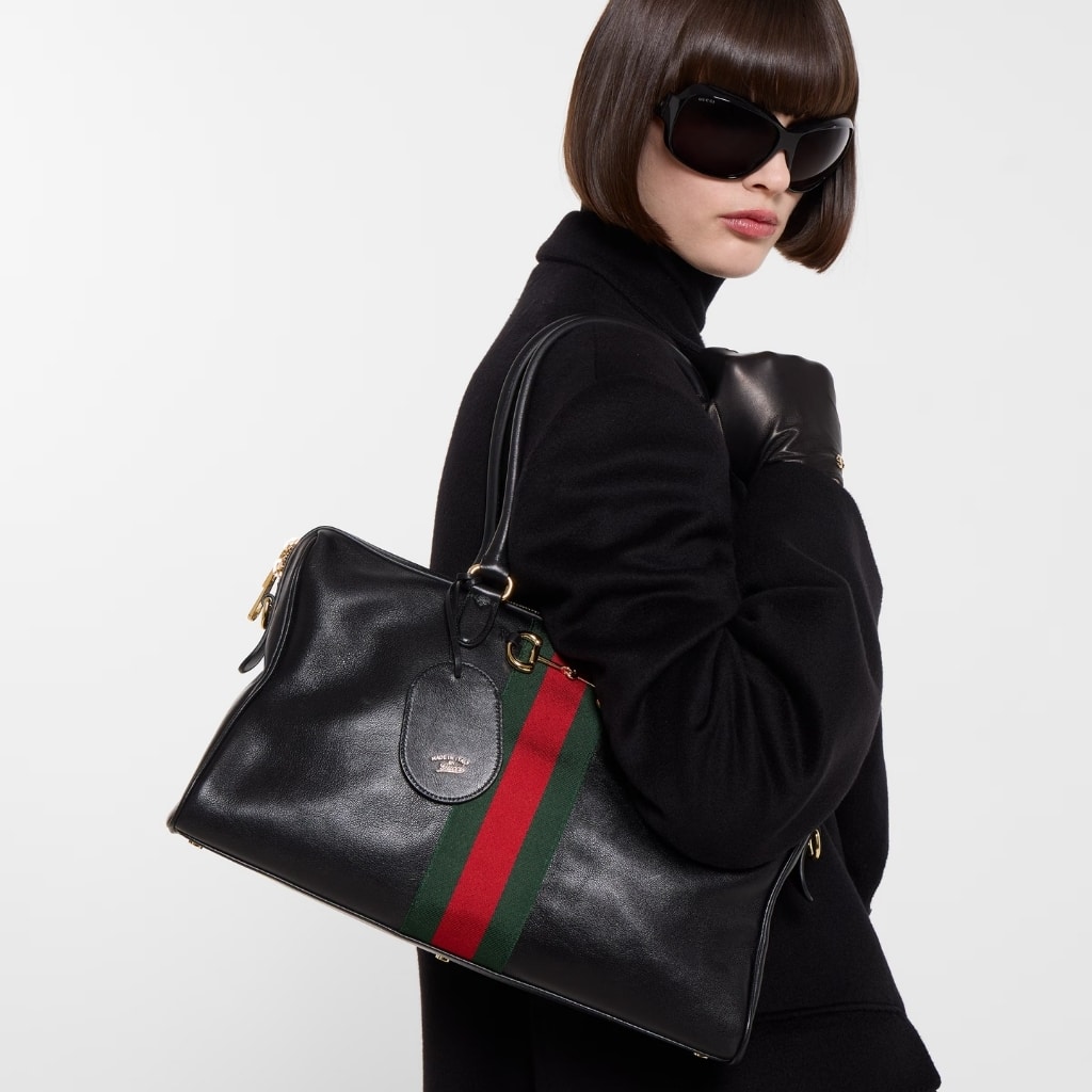 Gucci Borsetto Large Boston Bag Black Leather 38Cm 866734 AAGIQ 1053 - Image 6