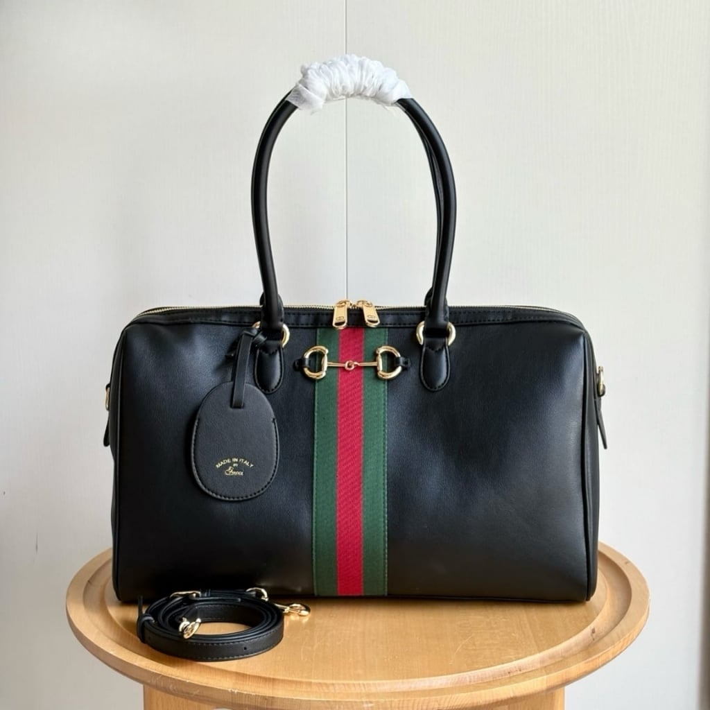 Gucci Borsetto Large Boston Bag Black Leather 38Cm 866734 AAGIQ 1053 - Image 2