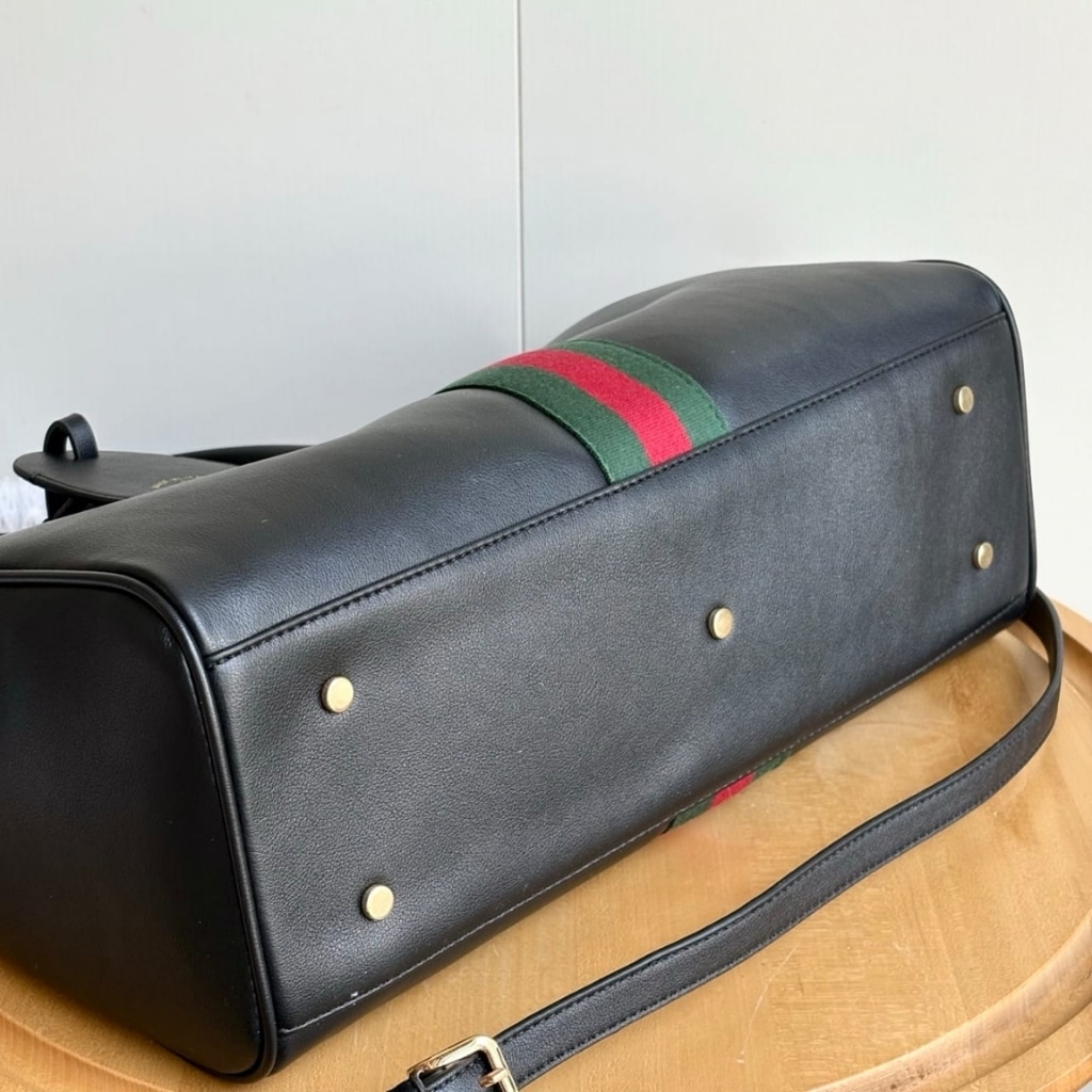 Gucci Borsetto Large Boston Bag Black Leather 38Cm 866734 AAGIQ 1053 - Image 4