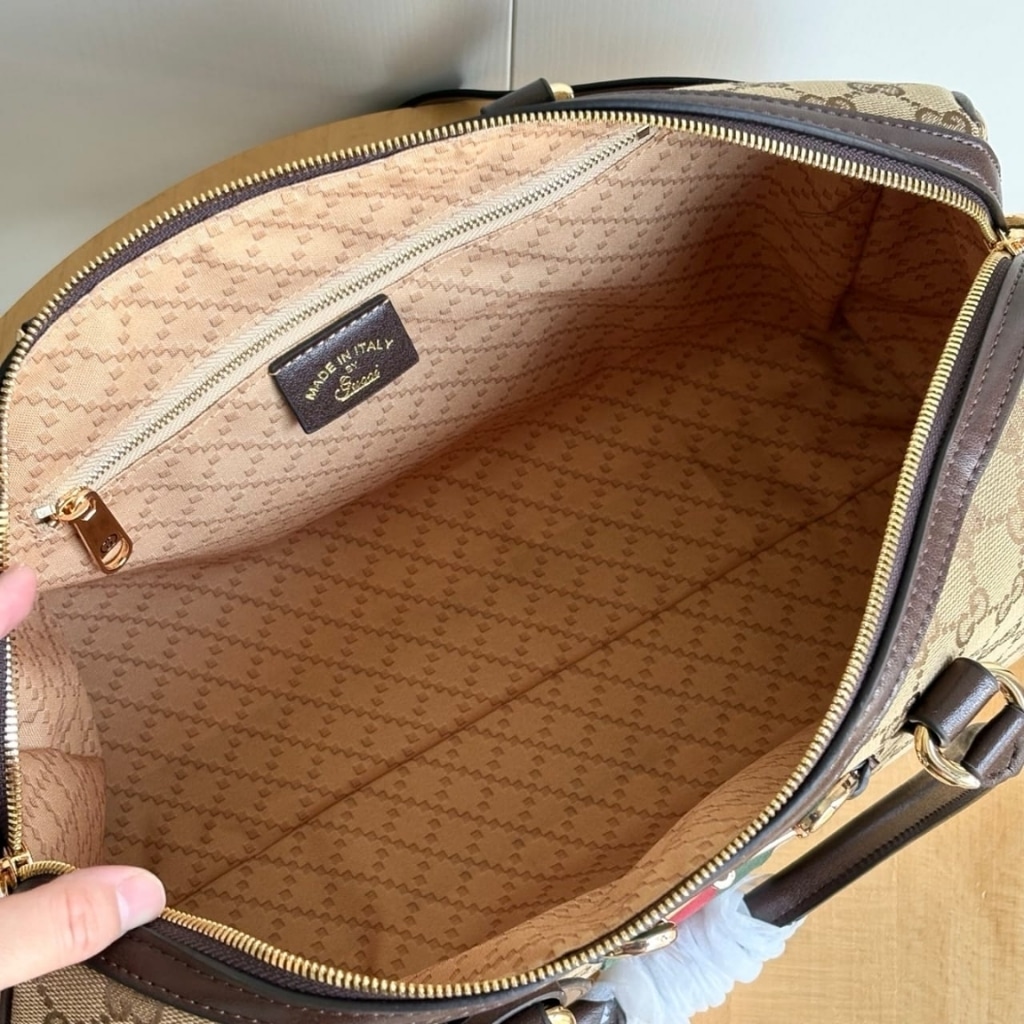 Gucci Borsetto Large Boston Bag GG Canvas Sand And Brown 38Cm 866734 FAFV9 9653 - Image 6