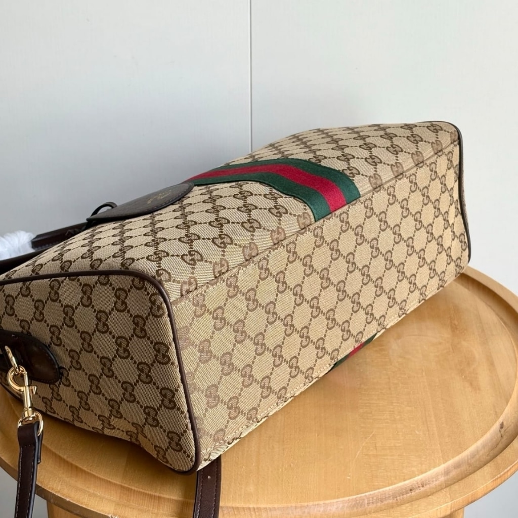 Gucci Borsetto Large Boston Bag GG Canvas Sand And Brown 38Cm 866734 FAFV9 9653 - Image 5