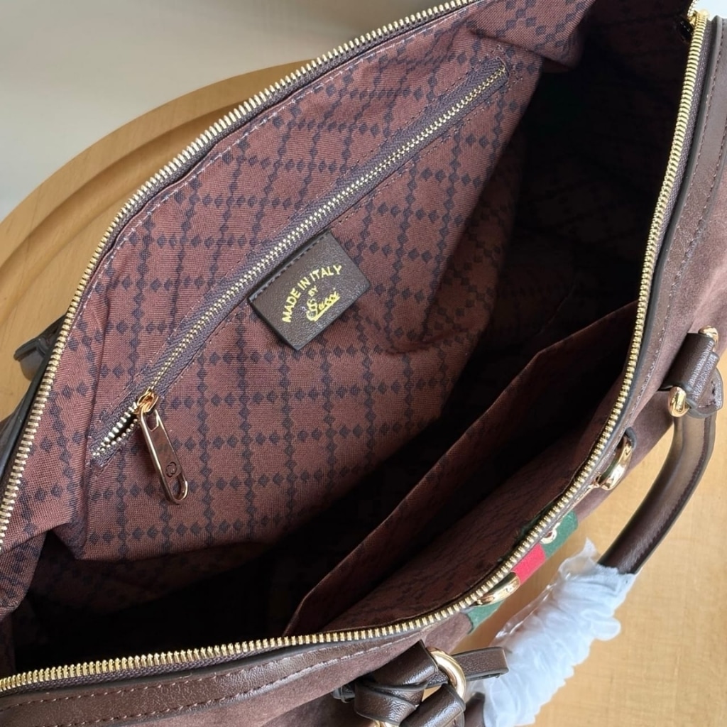 Gucci Borsetto Large Boston Bag Suede Leather Dark Brown 38Cm 866734 AAGIR 2146 - Image 6