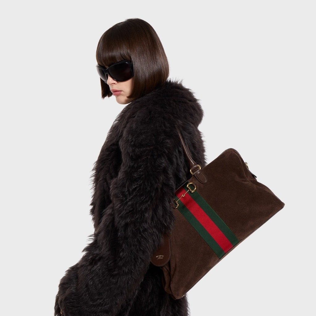 Gucci Borsetto Large Boston Bag Suede Leather Dark Brown 38Cm 866734 AAGIR 2146 - Image 7