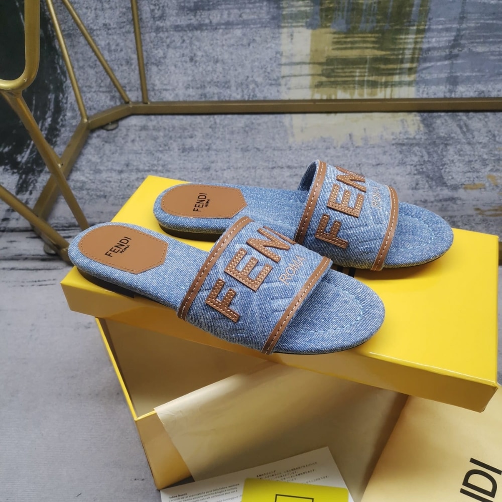 Fendi Signature Slides Denim Light Blue 8R8092AOLIF1KOO - Image 3