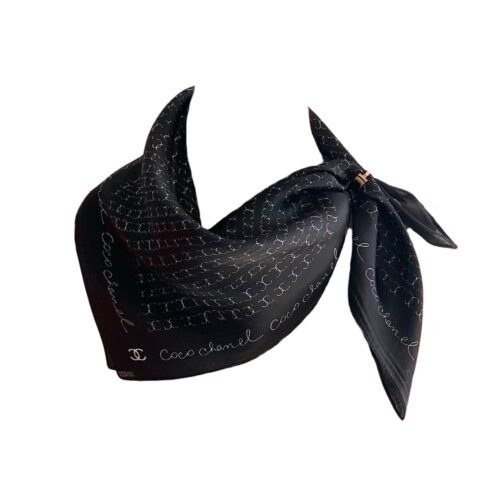 Chanel Coco Signature Silk Scarf In Black 70Cm