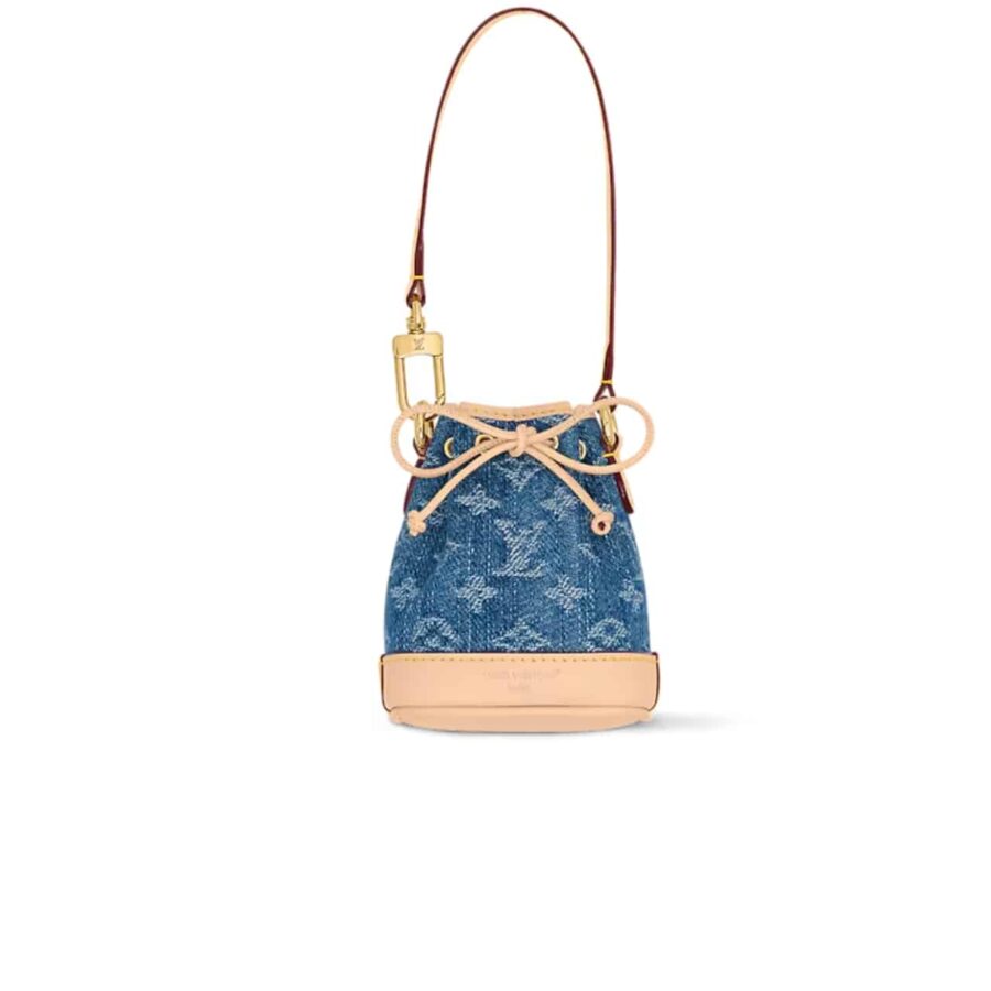 Louis Vuitton Micro Noe Bag Charm Monogram Denim Blue 10Cm M01700