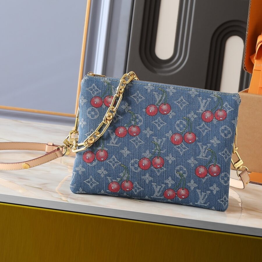 Alternative view of Louis Vuitton X Takashi Murakami PM Coussin Bag Denim Monogram Cherry Blue 26Cm M14978