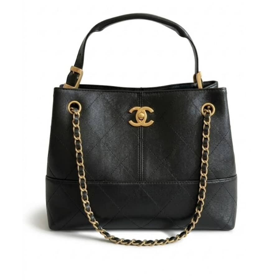 Chanel 25A Hobo Bag Gold Tone Hardware Black 28Cm