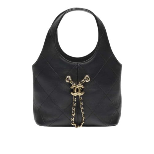 Chanel Small Shopping Bag Gold Tone Hardware Black 22Cm AS6132 B23332 94305