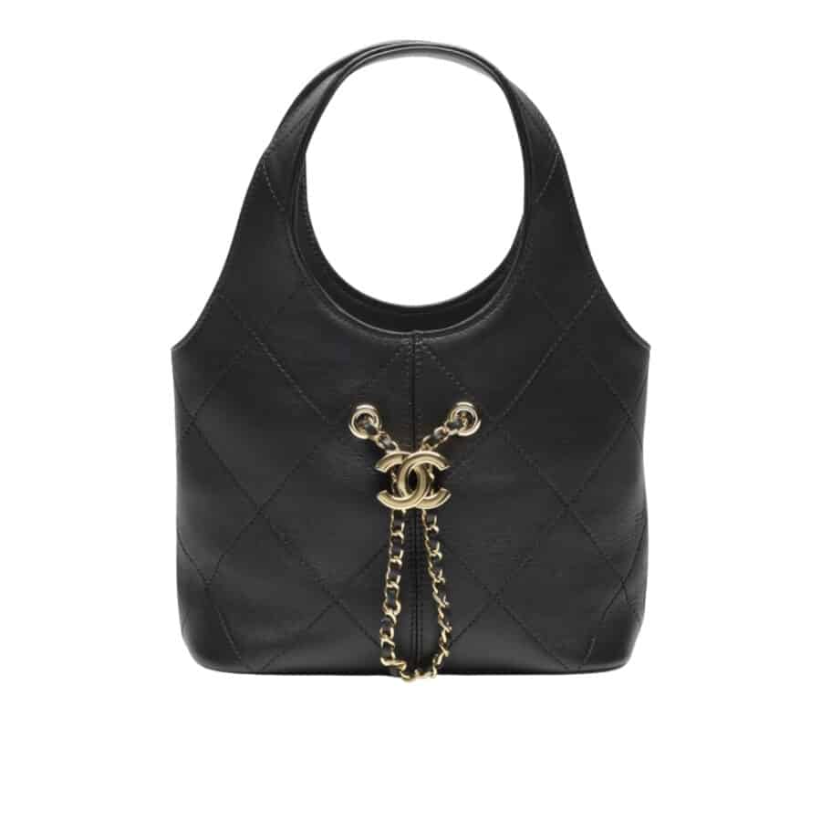 Chanel Small Shopping Bag Gold Tone Hardware Black 22Cm AS6132 B23332 94305