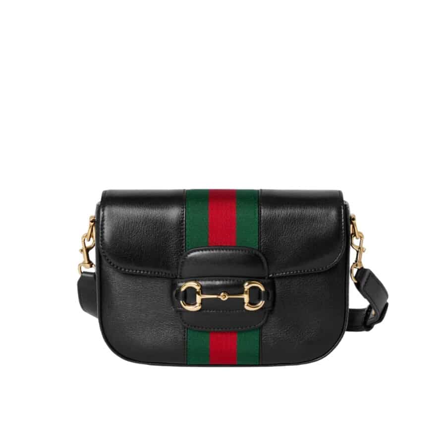 Gucci Horsebit 1955 Small Shoulder Bag Black Leather 21cm 866762 AAGIQ 1053