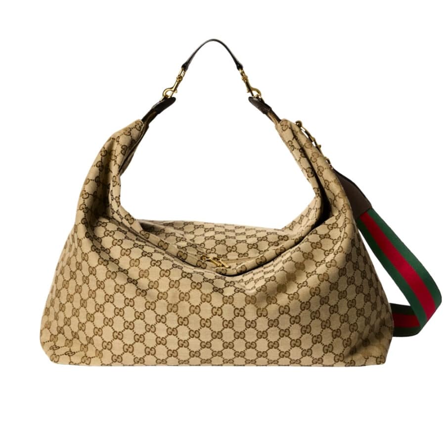 Gucci Brera Large Crossbody Bag Sand And Dark Brown GG Canvas 48Cm 864485 FAFV9 9653