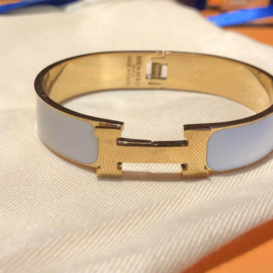Alternative view of Hermes Clic Clac H Bracelet Gold In Light Blue