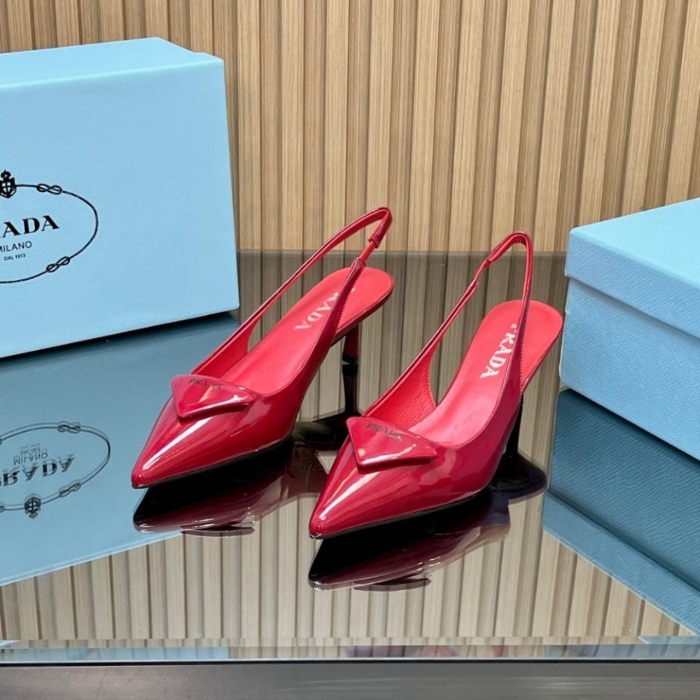 Prada Patent Leather Slingback Pumps Red 1I901M XUW F0011 F DD55 - Image 3