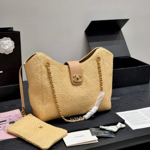 Alternative view of Chanel Shopping Bag Braided Raffia Beige 40Cm AS6090 B23527 U7508
