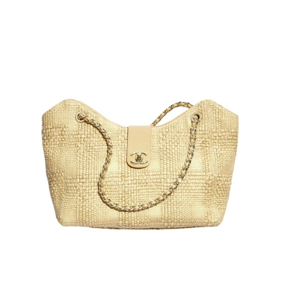 Chanel Shopping Bag Braided Raffia Beige 26Cm AS6090 B23527 U7508