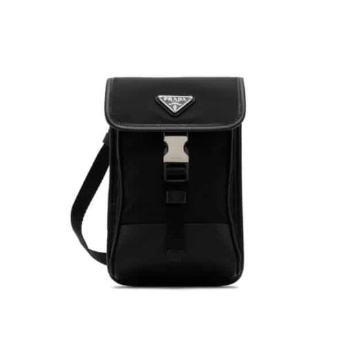 Prada Black Re-Nylon Phone Pouch Black 19Cm