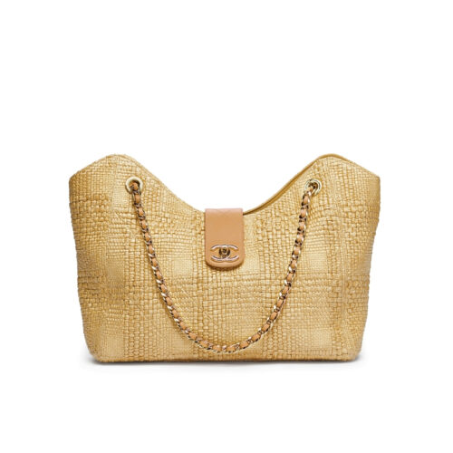 Chanel Shopping Bag Braided Raffia Beige 40Cm AS6090 B23527 U7508