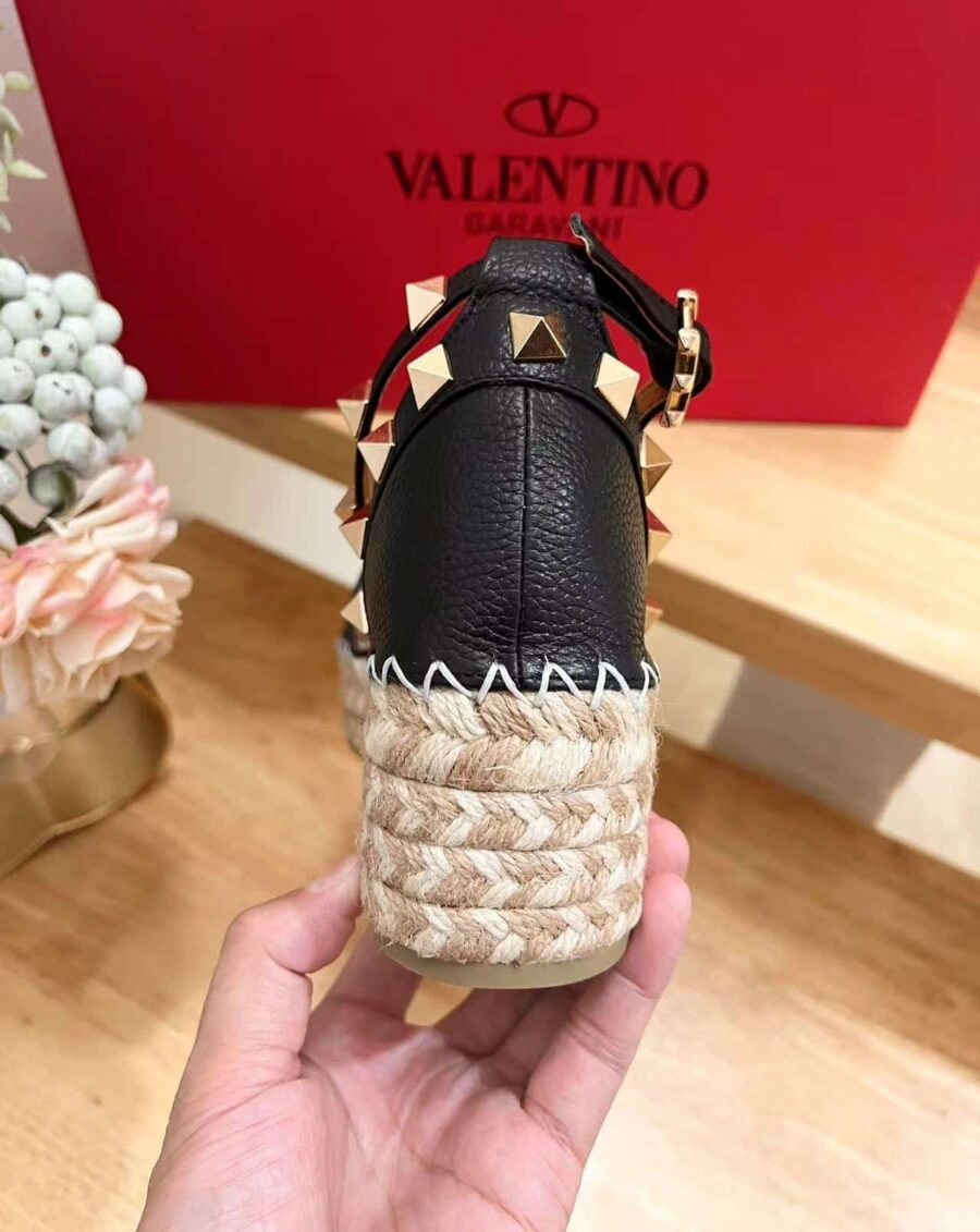 Alternative view of Valentino Garavani Rockstud Calfskin Flatform Espadrille Sandals