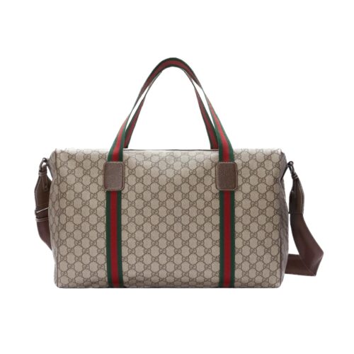 Gucci Medium Duffle Bag With Web Beige Ebony 45Cm 758664 Fack7 9768