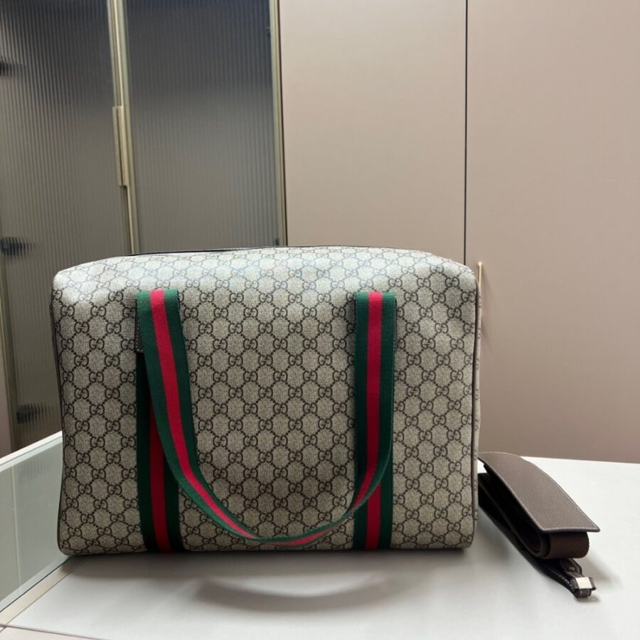 Alternative view of Gucci Medium Duffle Bag With Web Beige Ebony 45Cm 758664 Fack7 9768